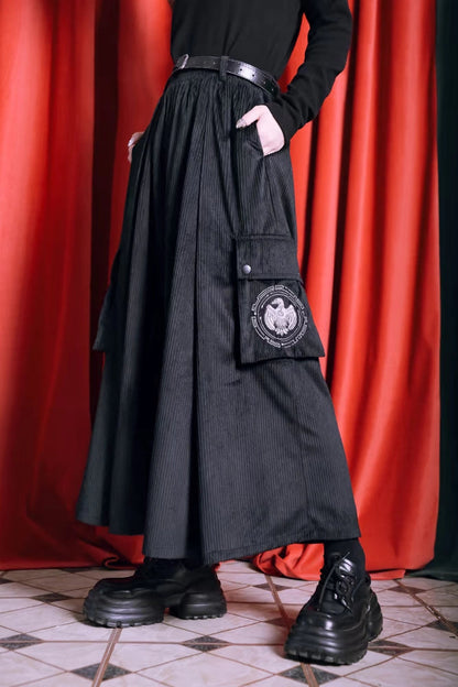 ブラックコーデュロイワイドパンツ