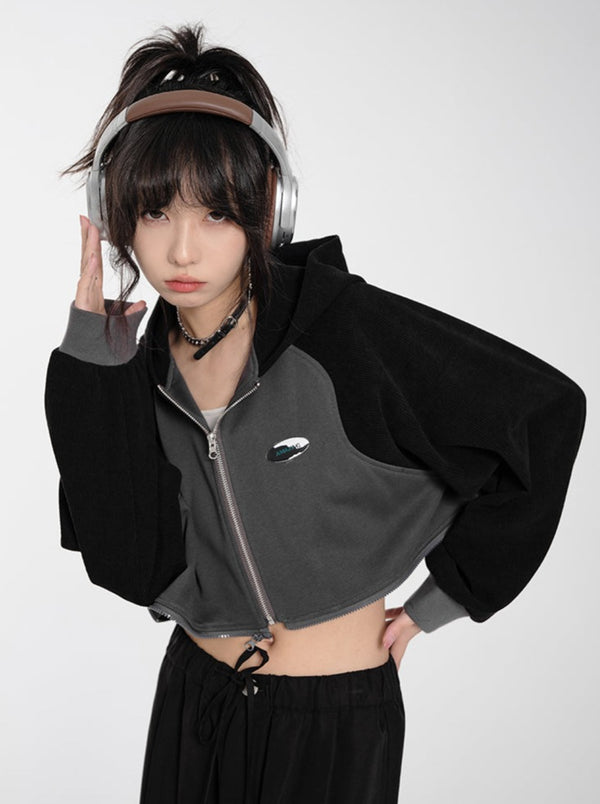 Short Waistless Hooded Top