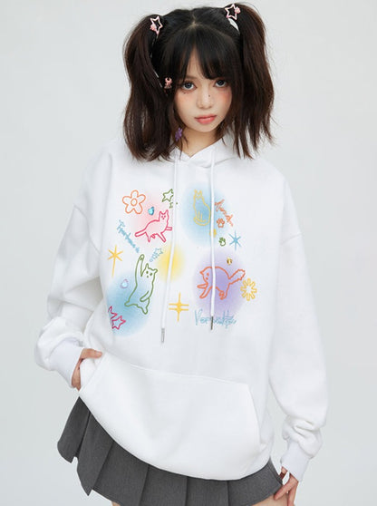 Spray Art Style Loose Casual Hoodie