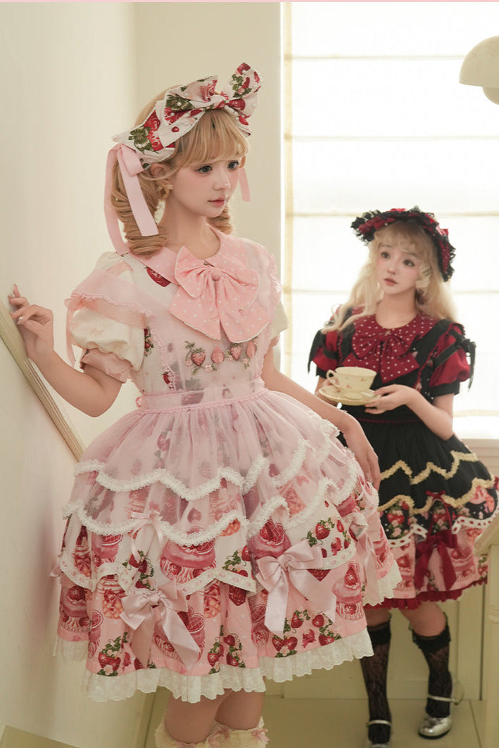 Strawberry Season Series Apron Catsuits Bonnets