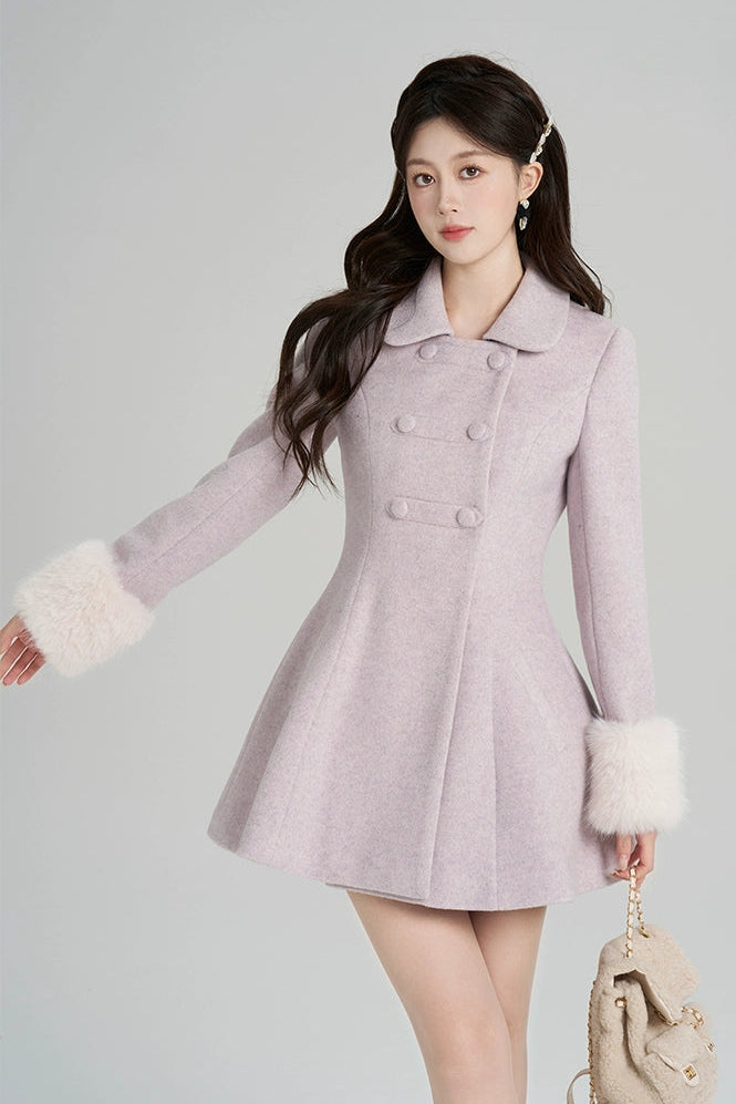 パープルウールンウィンターコート