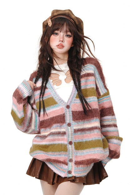 Rainbow Stripe Love Letter Cardigan