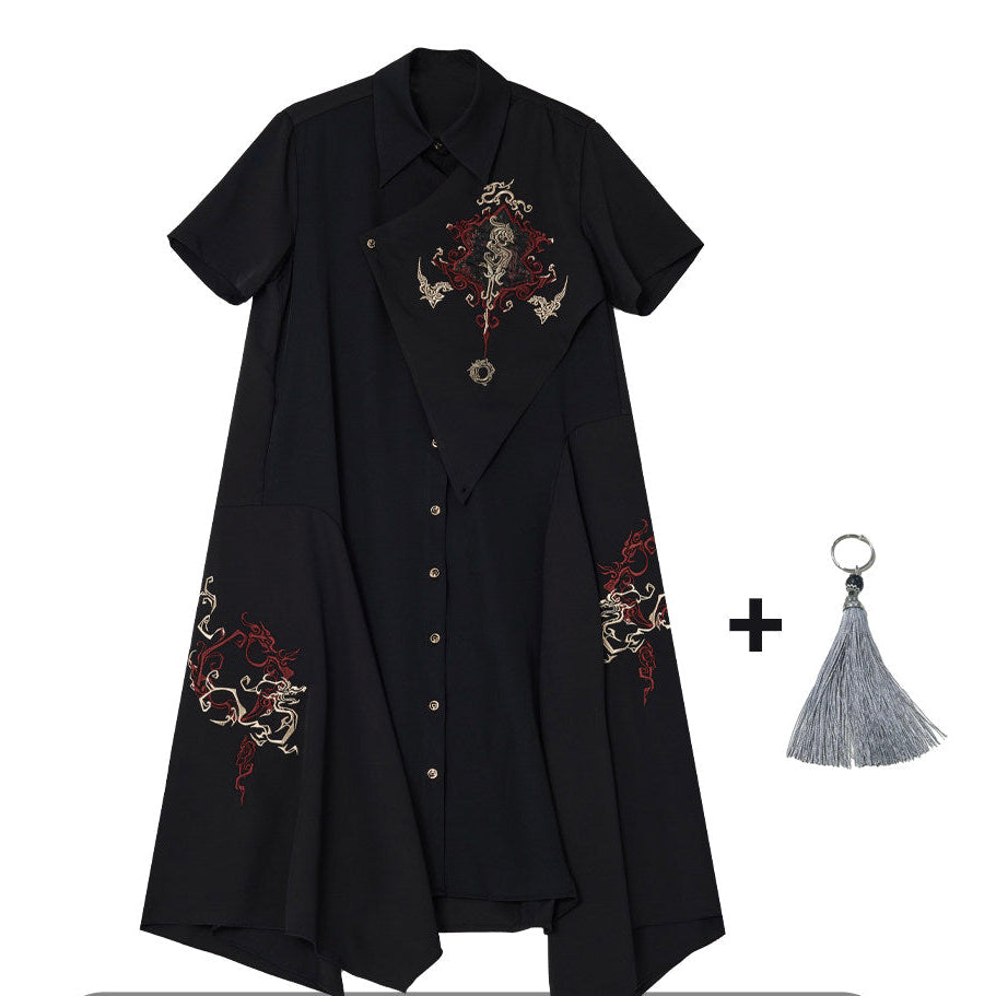 Gold Thread Embroidered Patchwork Dress