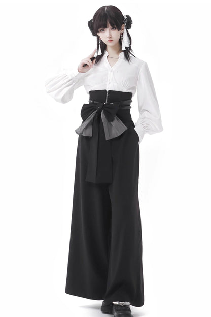 Chinese shirt Wide Leg Pants Set