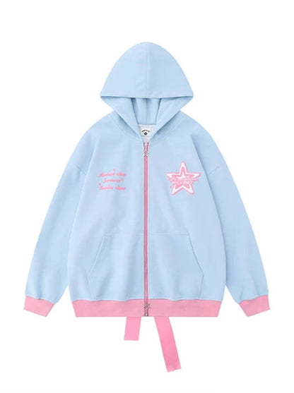 Star Ribbon Design Loose Hoodie