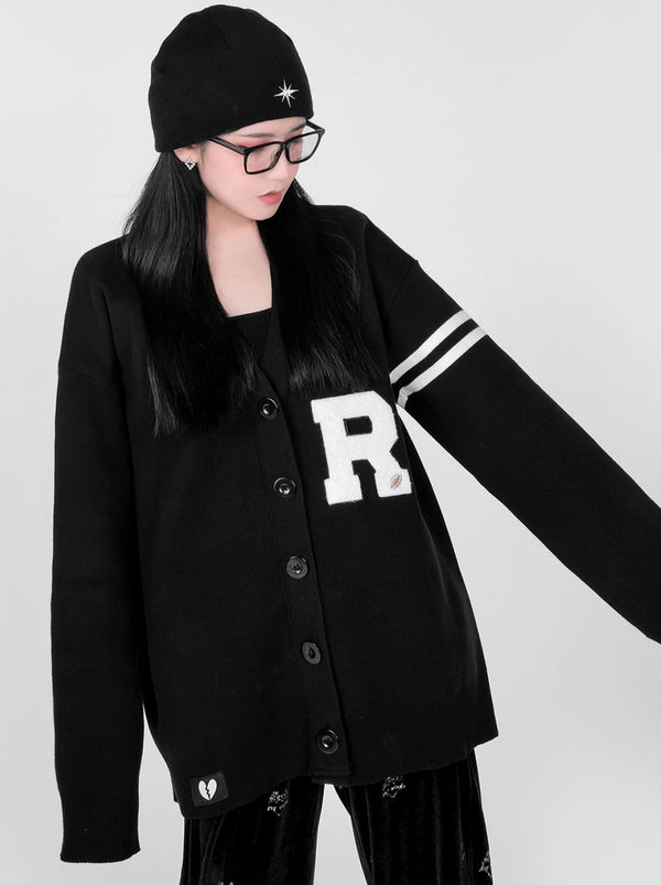 College Style Loose Knit Cardigan