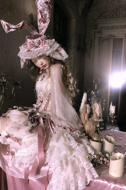 【4月8日予約締切】スウィートロリータバニーレースコルセットトップ＋姫袖シャツ＋スカート＋バルーンパンツ