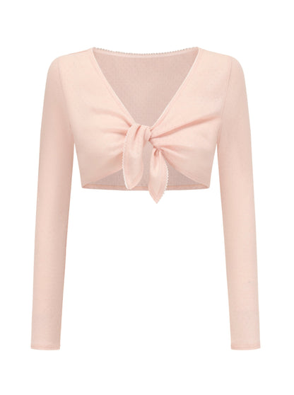 Cropped Cardigan / Bow-Front Cropped Camisole