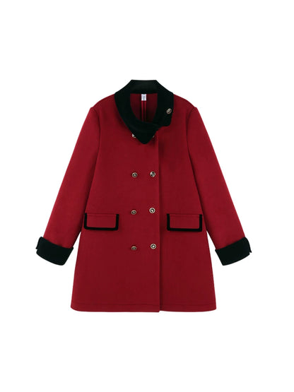 Red Retro Double-Breasted Coat
