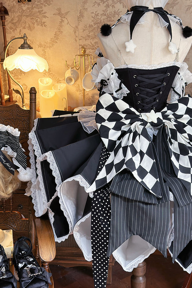 【12月8日予約締切】サーカスロリータエレガントレトロゴシックピエロドレスセット＋アクセサリーコンプリート