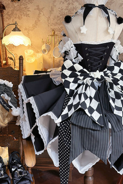 【12月8日予約締切】サーカスロリータエレガントレトロゴシックピエロドレスセット＋アクセサリーコンプリート