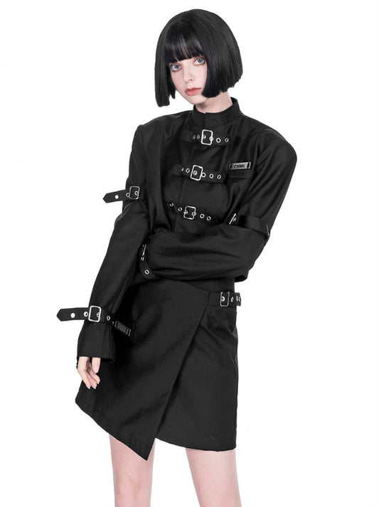 Jupe portefeuille asymétrique à œillets en tôle d'acier