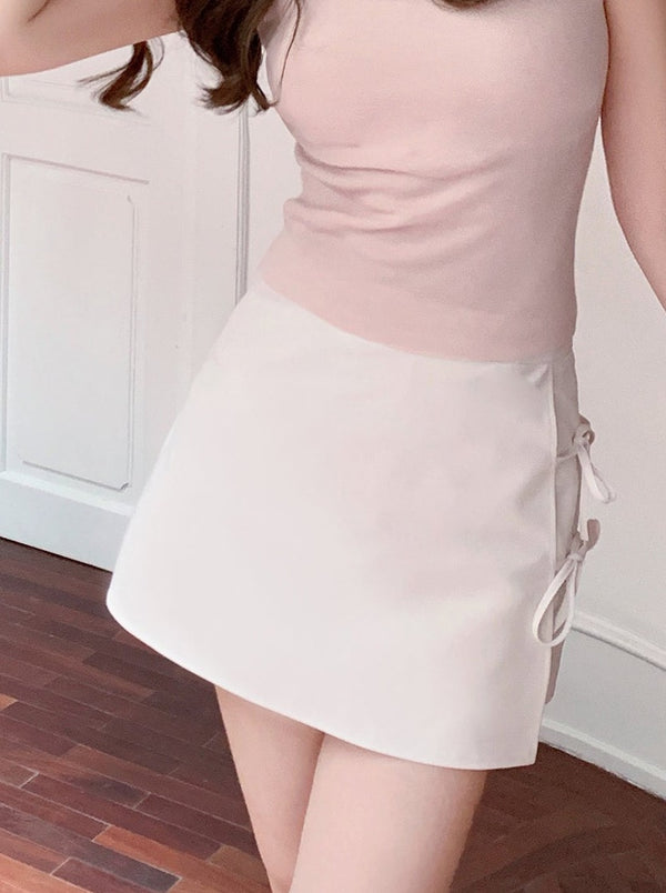 Slit Tie Ribbon Skirt