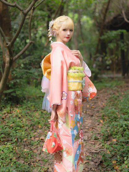 复古日式花纹花卉和服9件套