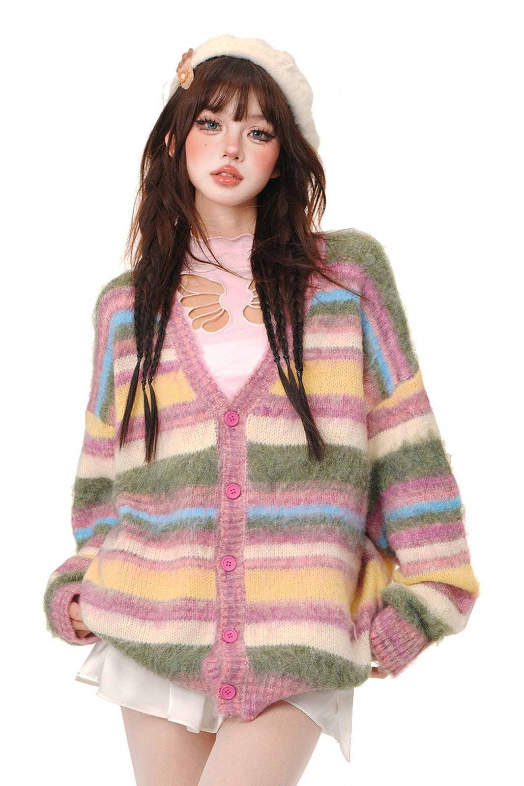 Rainbow Stripe Love Letter Cardigan