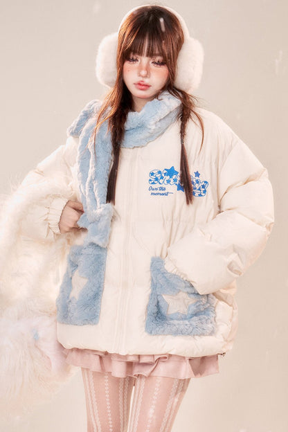 Warm -up cotton padded jacket+muffler