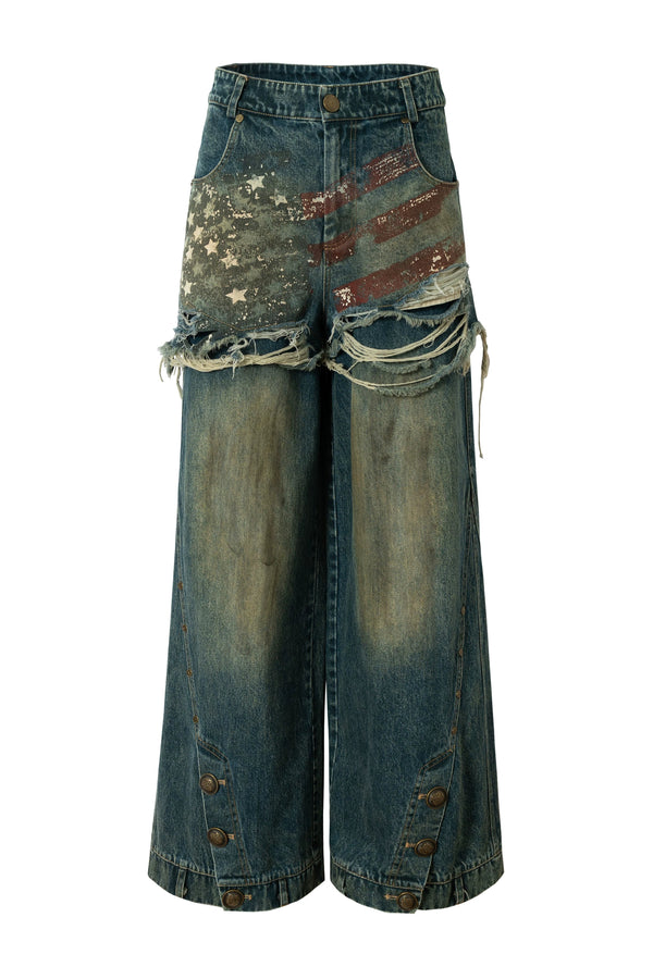 レトロストレートデニムパンツ