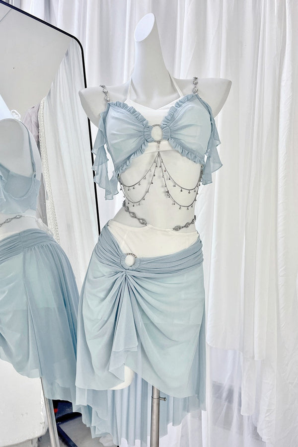 Light Blue Split Mermaid Swimsuit Set