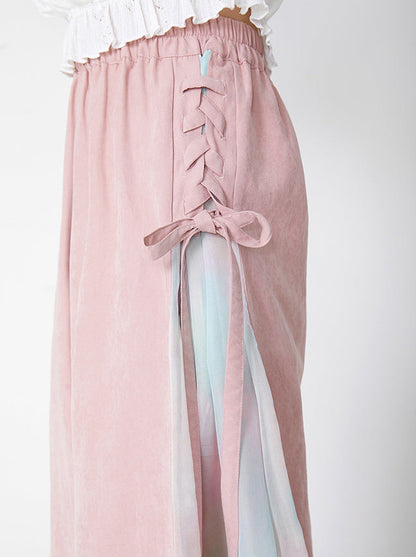 Aurora Shear Wide Leg Pink Pants [Straight Flower Bab]
