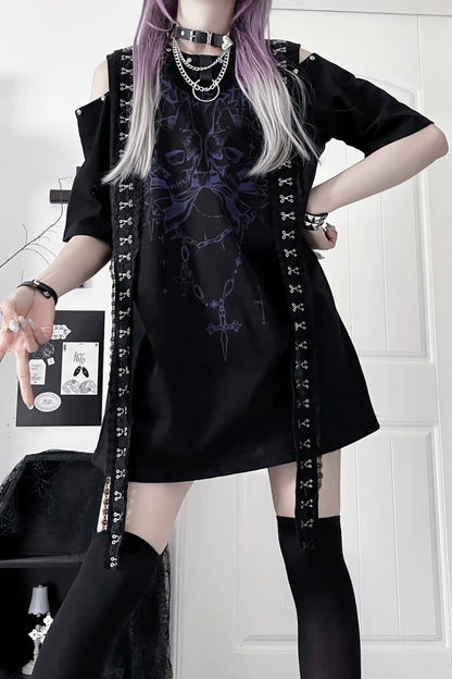 Sleepwalking Double-Skull Off-Shoulder Tops