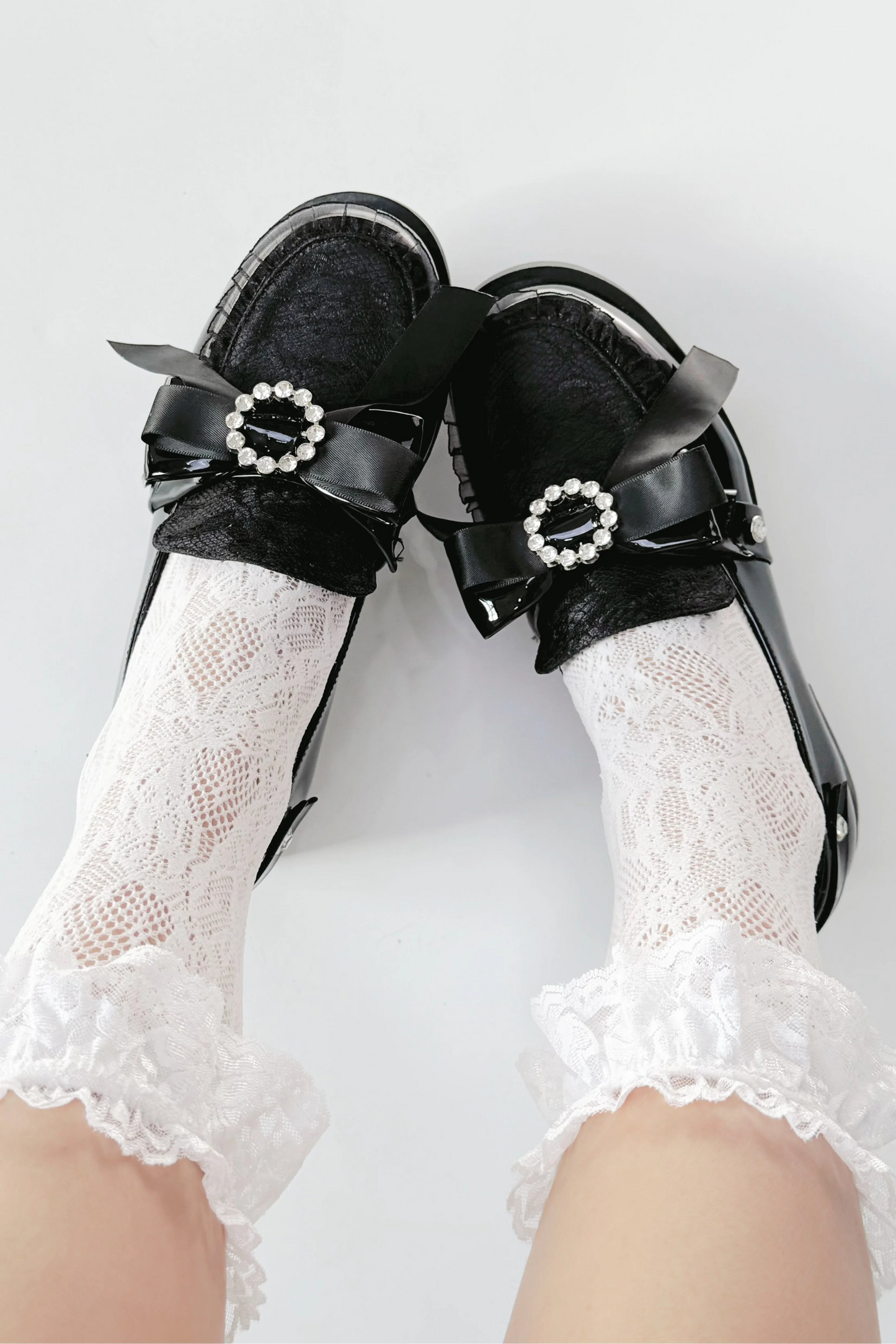 Plateau-Loafer im Jirai-Stil mit Perlschnalle