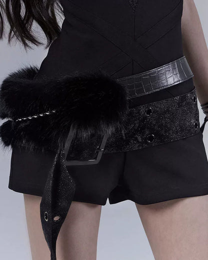 ダークモードノースリーブトップス+インナー+ベルト