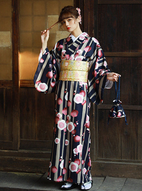 Taisho Romantic Cherry Blossom Feminine Yukata 5 Piece Set