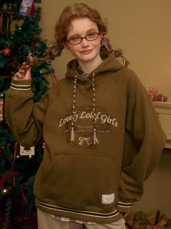 ベルベットレトロイラストデザインフードパーカー