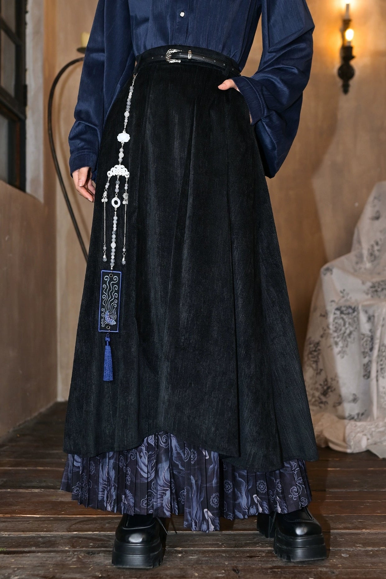 チャイナデザイフィンプリータードスカート