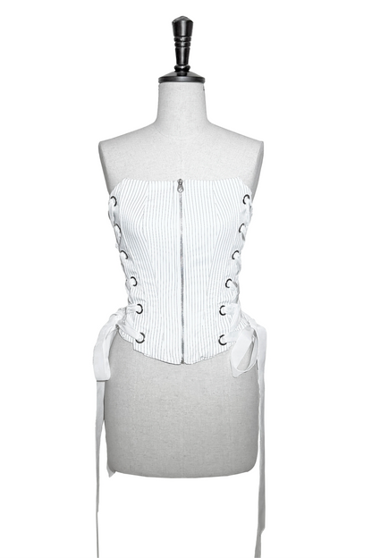 [Vorbestellschluss: 8. August] Gothic-Lolita Dark-Cat gestreifte kurze Rüschenjacke+Korsett-Bustier+hochziehbare kurze Rüschenshorts