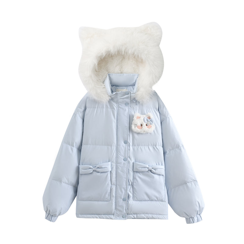 ファーキャットフードダウンジャケット