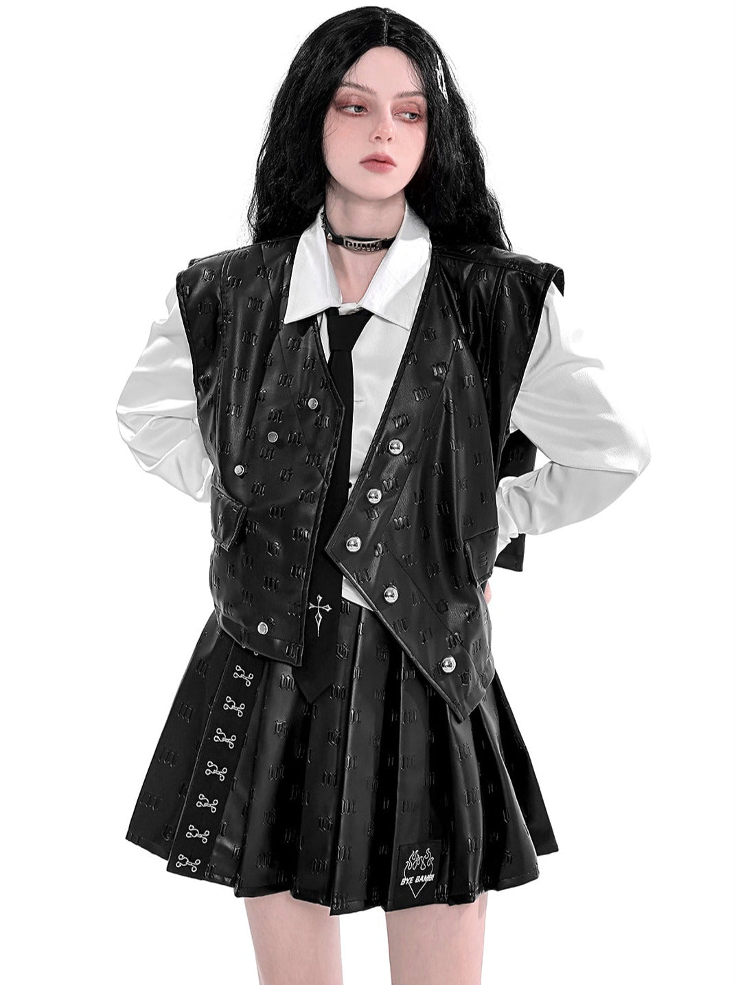 Gothic Leather Embossed Matte Punk Leather Skirt – Belchic