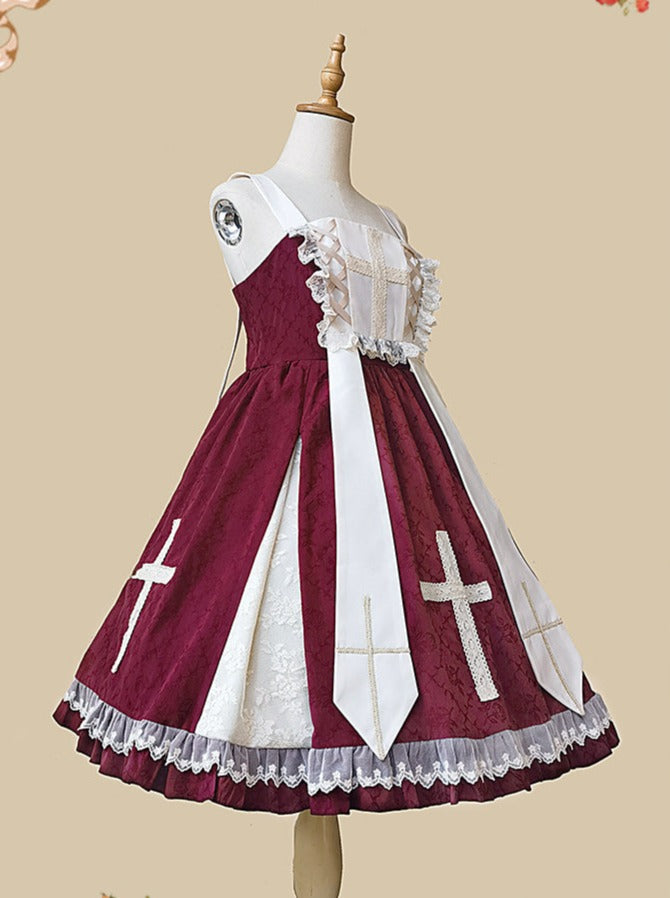 Cross Elegant Lolita Dress + Short Jacket + Hairband + Veil + Collar