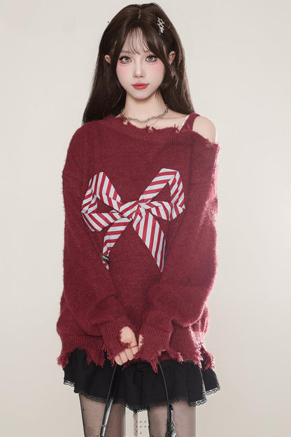 Holiday Mohair Bow Detail Sweater