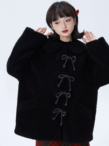 Triple Ribbon Design Lapel Coat