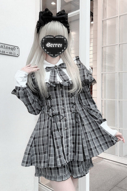 【1月20日予約締切】リボンフリルカラーケープレースアップドレスセットアップ