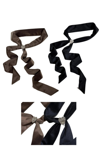 [Date limite de précommande : 11/6] Accessoires de la série steampunk marron x mode gothique noire (mini-chapeau à ruban cœur en velours + cravate à ruban motif cœur + sac de taille avec ceinture)