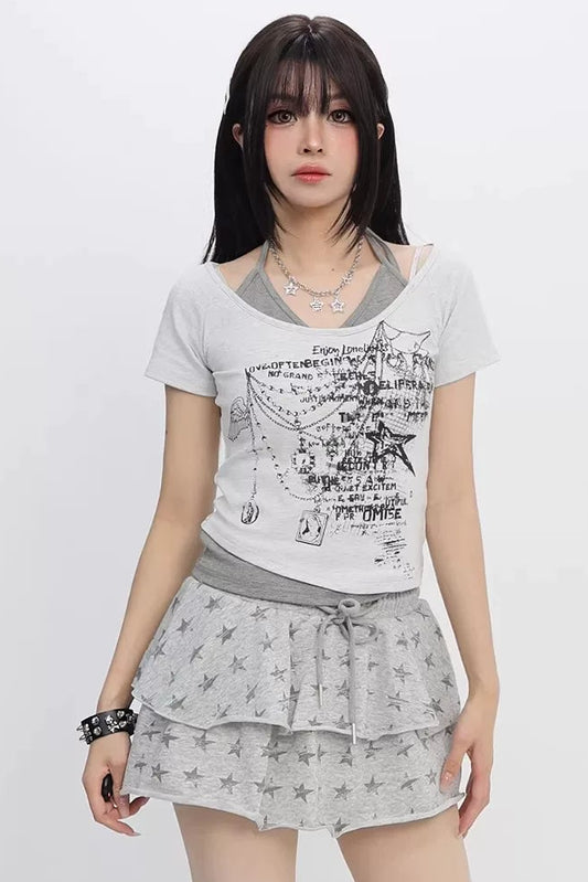 スタープリントY2Kトップス