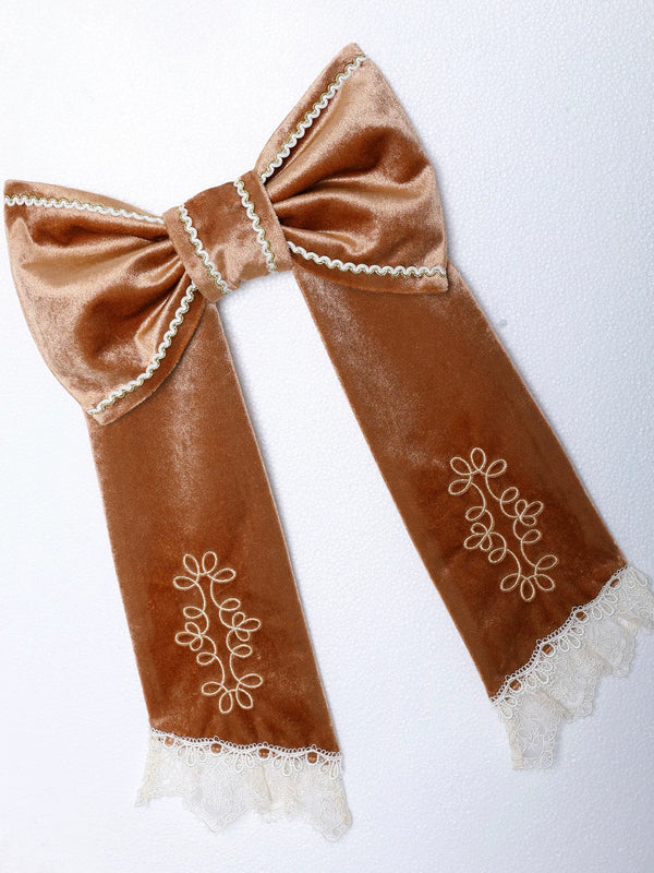 [11/6 Reservation Deadline] Navy Blue/Brown Classic Italian Travel Diary Lolita Series Accessories (Lace Ribbon Mini Hat / Pair of Striped Hair Clips / Brooch / Jabot-Style Bow Tie / Necktie with Metal Brooch / Embroidered Back Ribbon Train)
