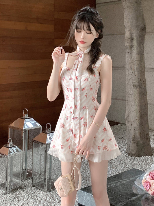 CreamySweet Miscellaneous Berry Cute Lace Floral Dress Women's Sweet Fresh Slip Dress Spring