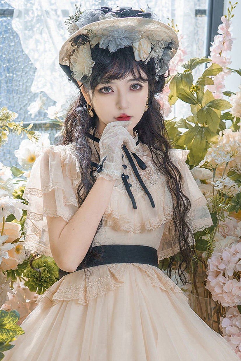 Classical Lace Dress + Headdress + Flower Hat