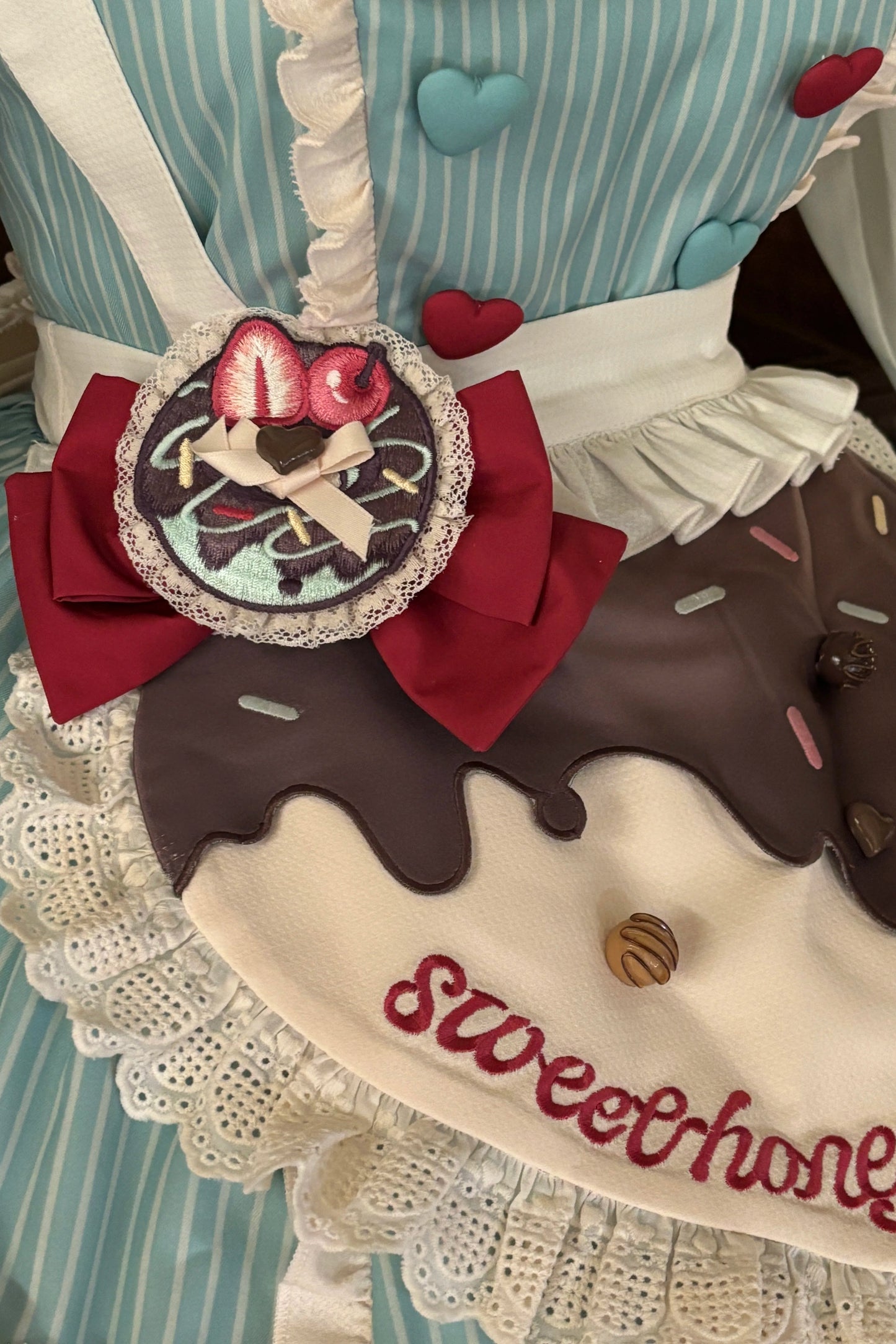 【3月20日予約締切】ミントチョコレートロリータドレス+スリーブ+エプロン+クリップ+ハット+テール