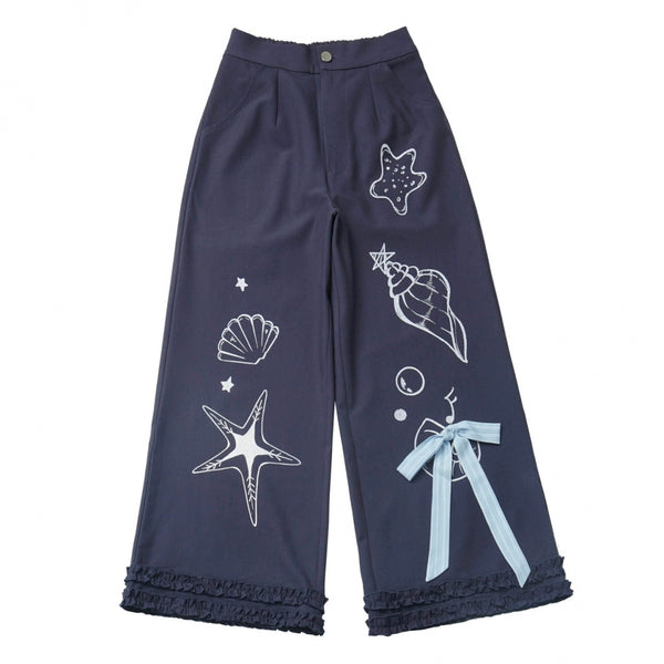 Seaside Stripe Shirt + Sleeveless Shirt + Overshirt + Skirt + Wide Pants + Denim Skirt