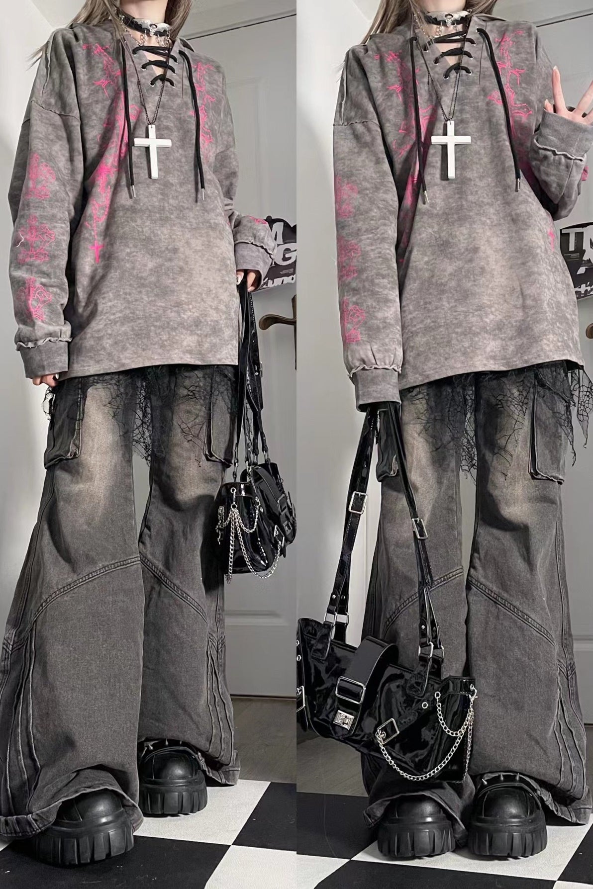 Subculture Dark Loose Hooded Top