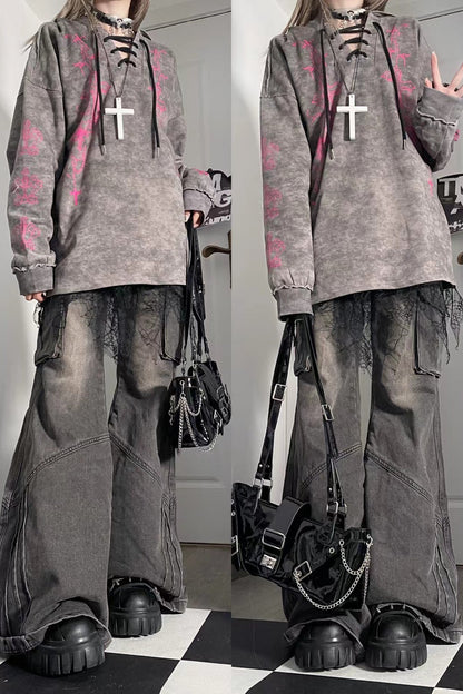 Subculture Dark Loose Hooded Top