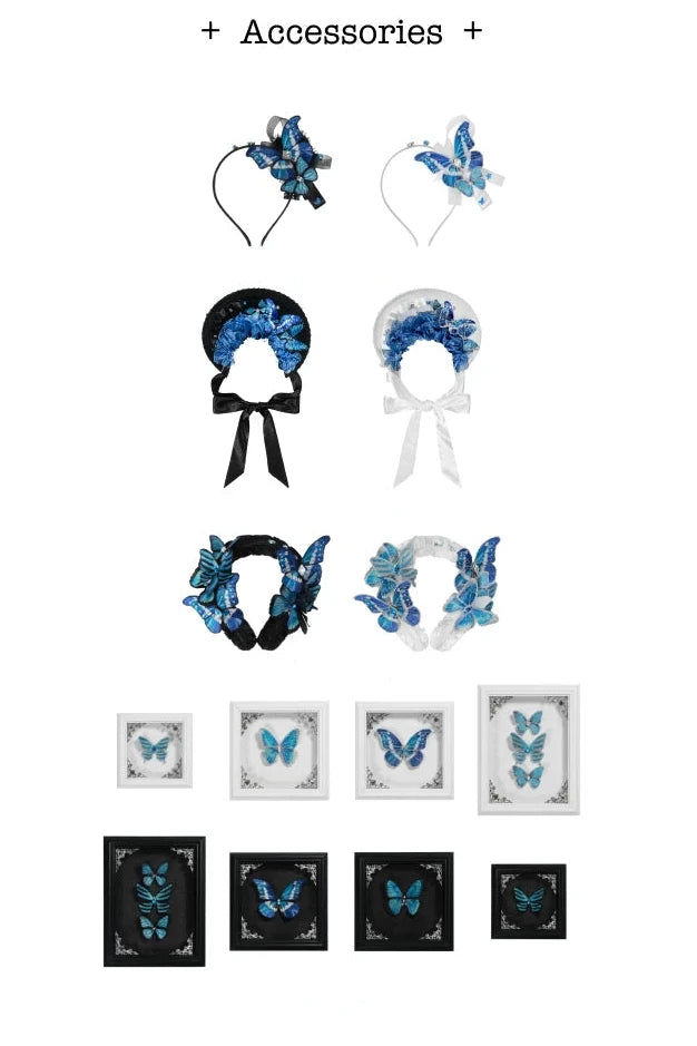 [Vorbestellschluss: 10. Monat, 14. Tag] Schwarz/Weiß Gothic-Lolita-Schmetterlingsschleifen-Serie Accessoires(Haube/Spitzen-Kopfschmuck KC/KC/4 Arten von Fotorahmen/Fotorahmen-Set)