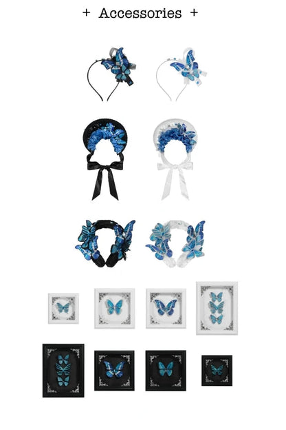 [Vorbestellschluss: 10. Monat, 14. Tag] Schwarz/Weiß Gothic-Lolita-Schmetterlingsschleifen-Serie Accessoires(Haube/Spitzen-Kopfschmuck KC/KC/4 Arten von Fotorahmen/Fotorahmen-Set)