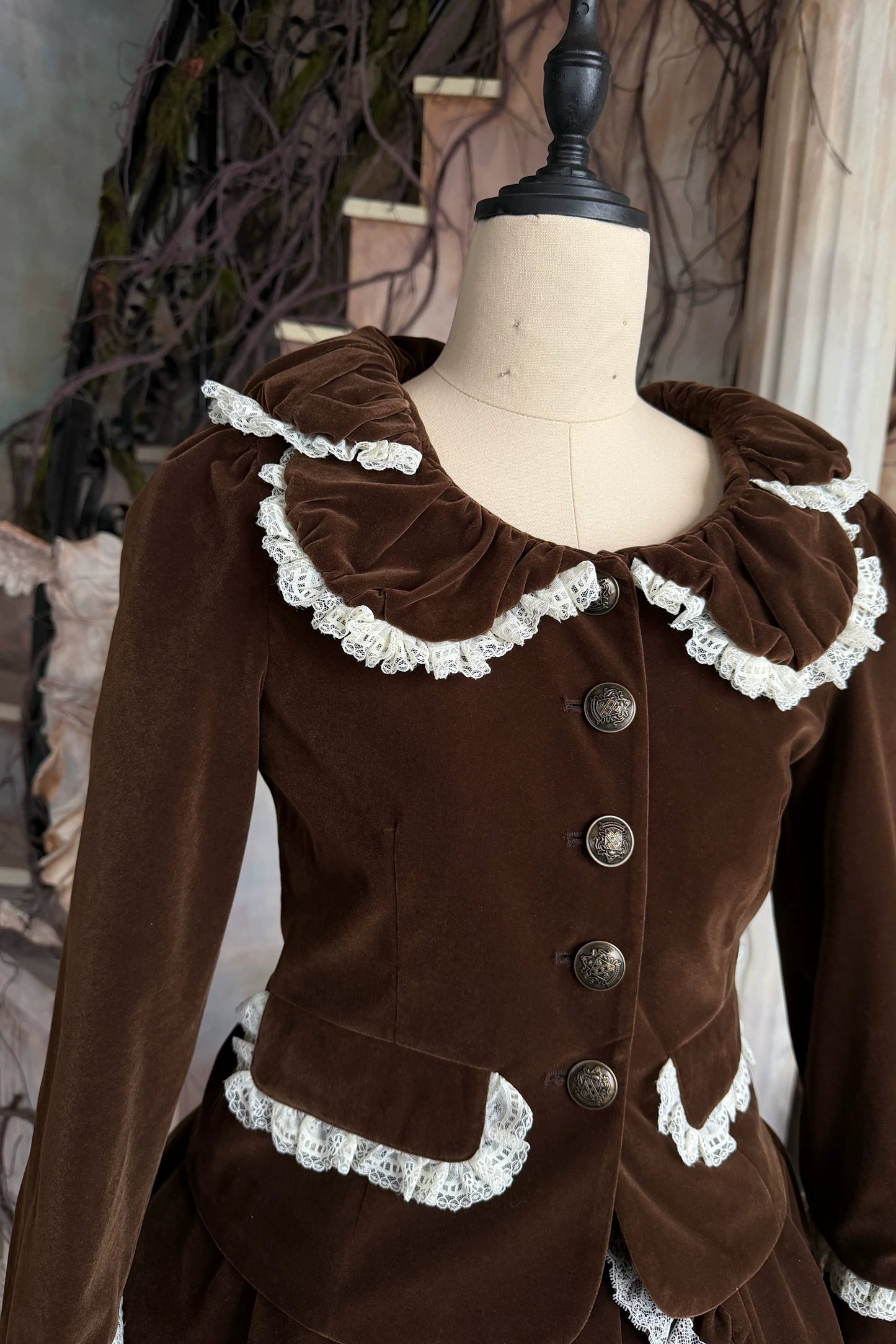 빈티지 벨벳 레이스 블레이저