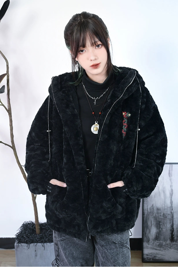 Fur cat ear hood outerwear