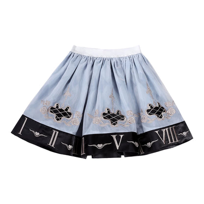 [Reservierungsschluss 10. Juli] Blau-schwarzes Alice-Gothic-Lolita-Komplettset mit Hasenohren-Haarreif und Kleid